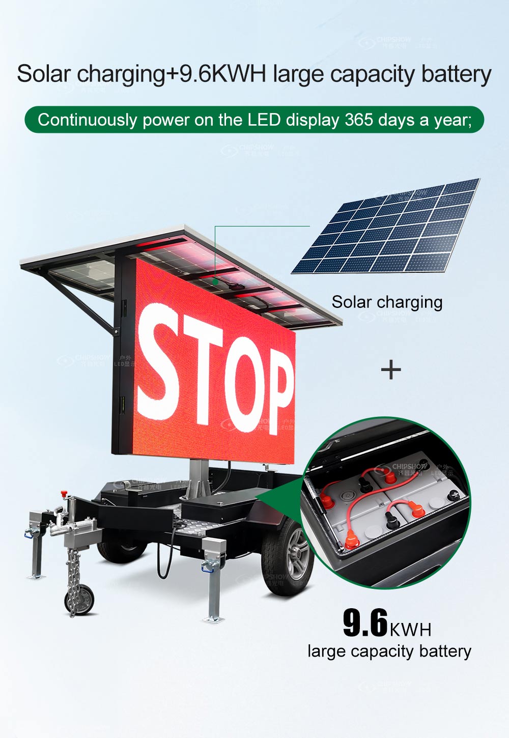 شاشة سيارة تعمل بالطاقة الشمسية عالية الدقة بالألوان الكاملة