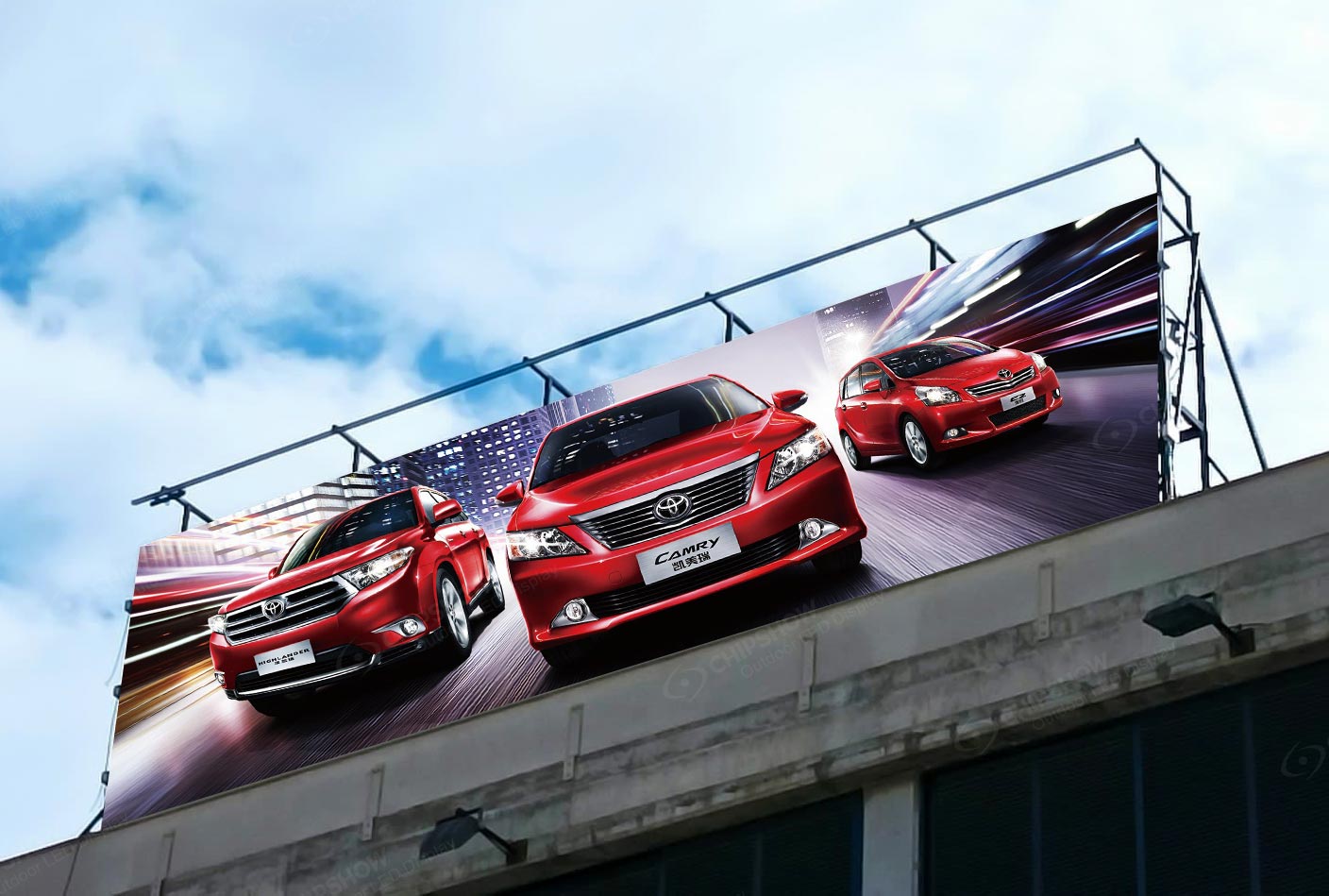 شاشة LED خارجية للإعلان P10 على الساحل الإسباني